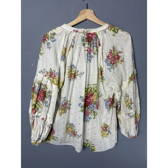 LOVE THE LABEL Womens L Floral Print Oversize Tunic Blouse Top Anthropologie - Picture 4 of 8